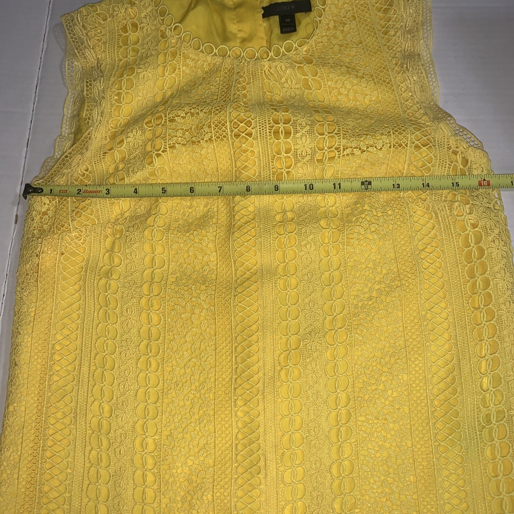 J CREW Womens Size 00 Sleeveless Lined Lace Yellow Lace Crochet Tank Top Blouse - Picture 6 of 10
